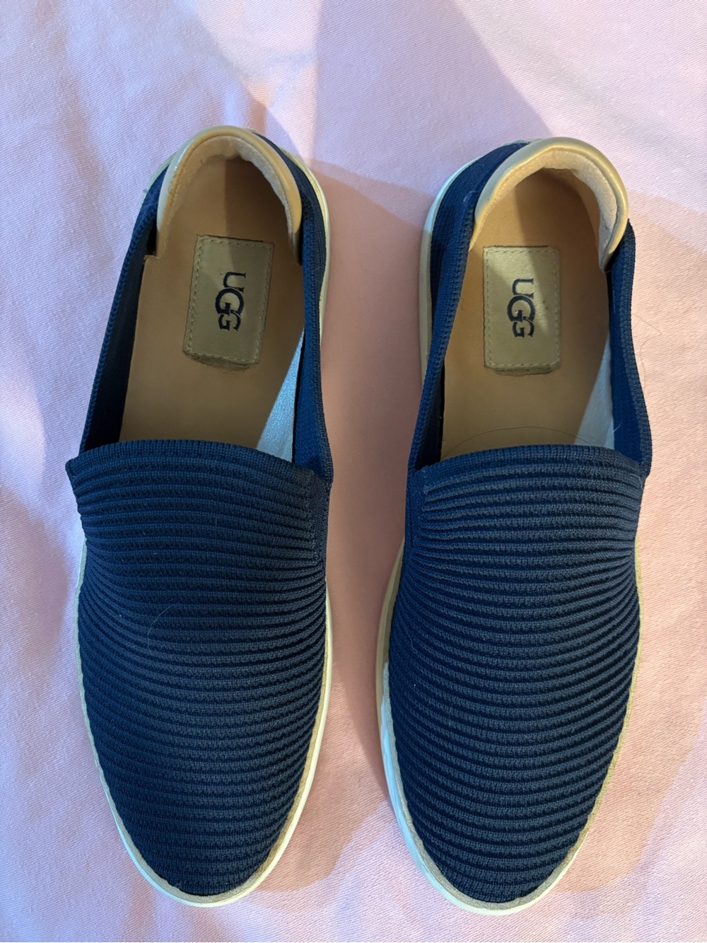 UGG Women’s Navy Ribbed Slip-On Loafers